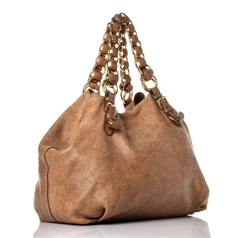 prada cervo lux|PRADA Cervo Lux Chain Bag Tan 750015 .